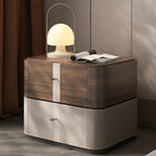 Bedside 2-Drawers Dresser Saddle Leather Nightstand - image 2