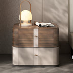 Bedside 2-Drawers Dresser Saddle Leather Nightstand - W17.72" X D15.75" X H19.69" - 2x - image 0