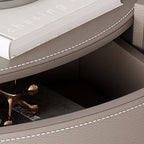 Saddle Leather Nightstand Round Bedside Table - image 8