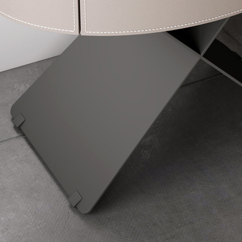 Saddle Leather Nightstand Round Bedside Table - image 10