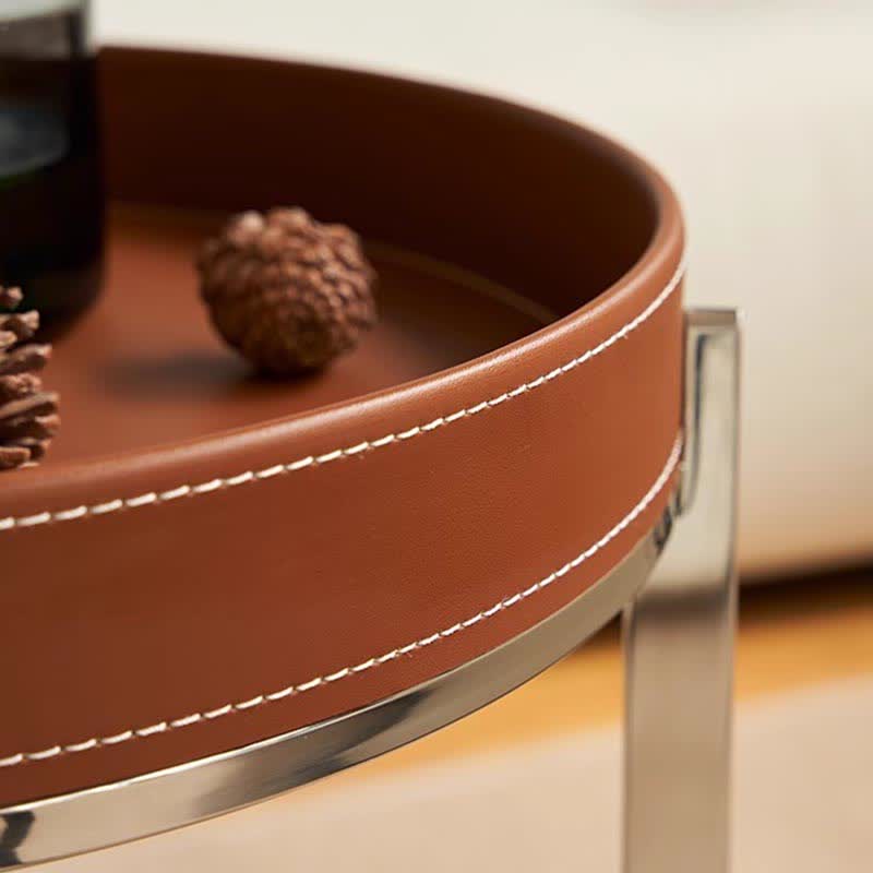 Iffhome Saddle Leather Shelf Movable Carts Side Tables  - image 7