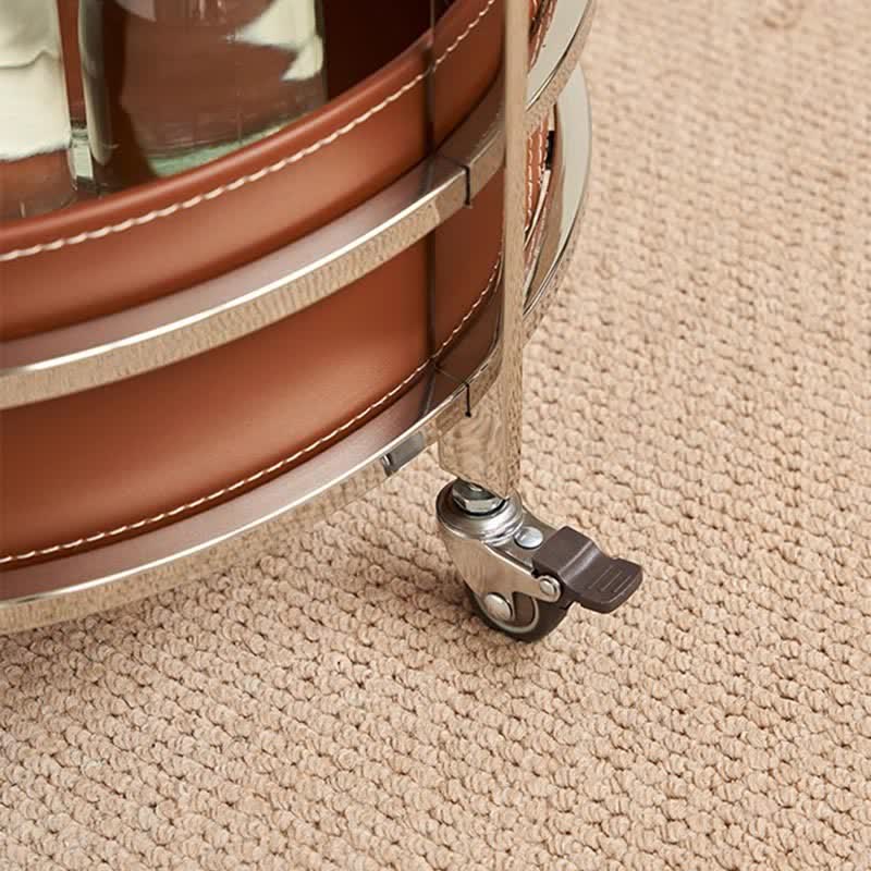 Iffhome Saddle Leather Shelf Movable Carts Side Tables  - image 8