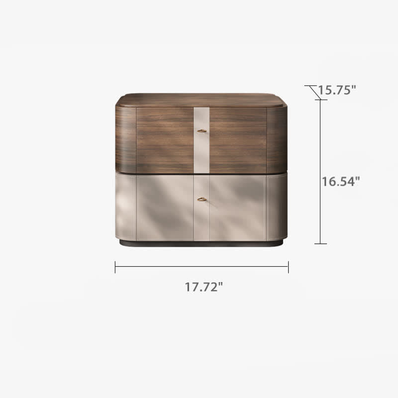 Bedside 2-Drawers Dresser Saddle Leather Nightstand - image 6