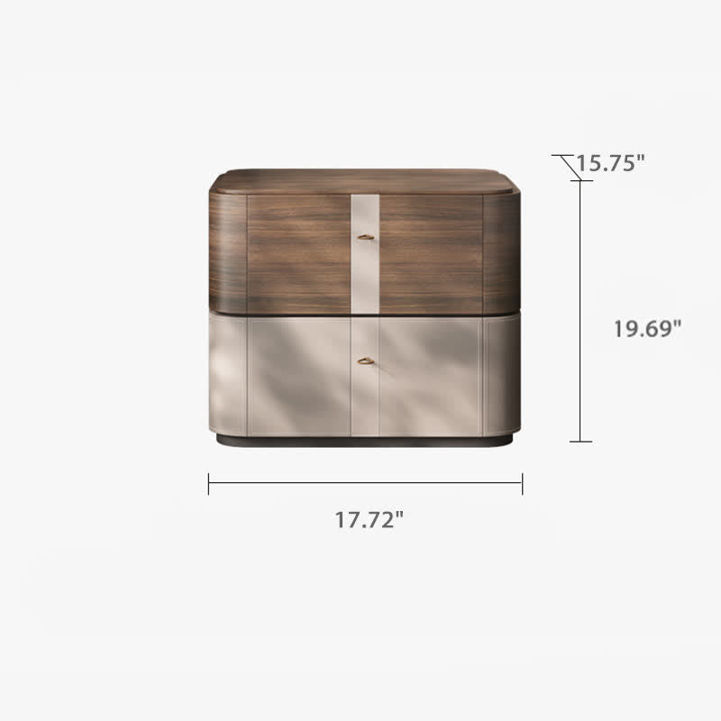 Bedside 2-Drawers Dresser Saddle Leather Nightstand - image 5