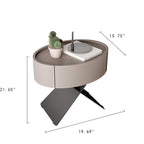 Saddle Leather Nightstand Round Bedside Table - image 5