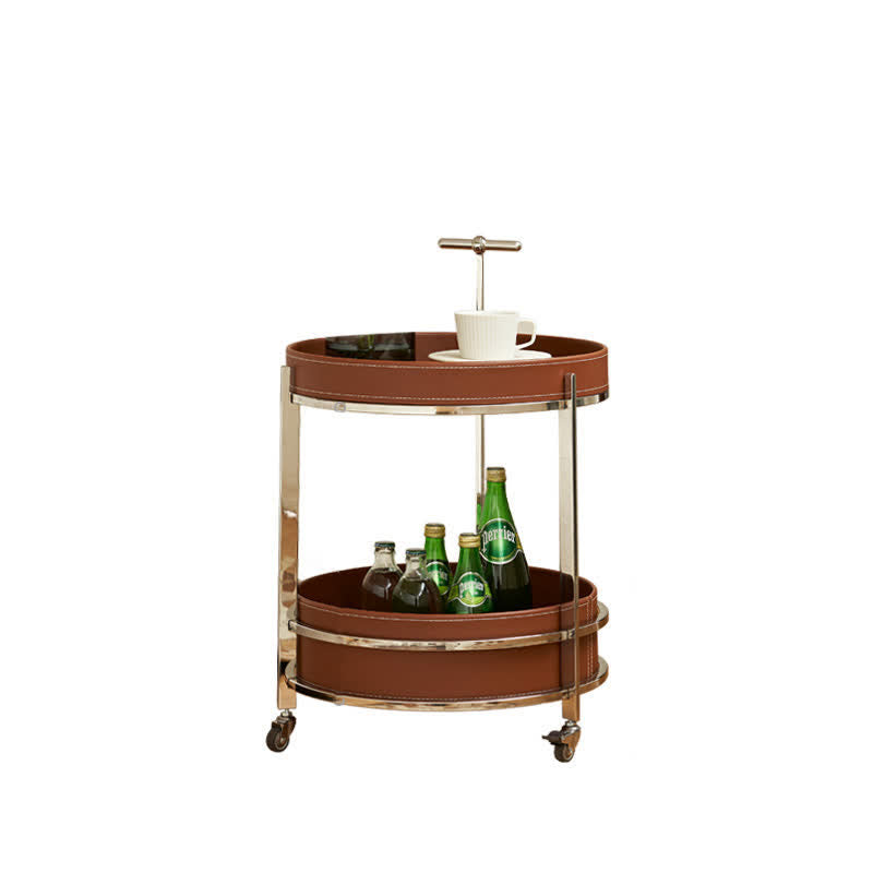 Iffhome Saddle Leather Shelf Movable Carts Side Tables  - image 1