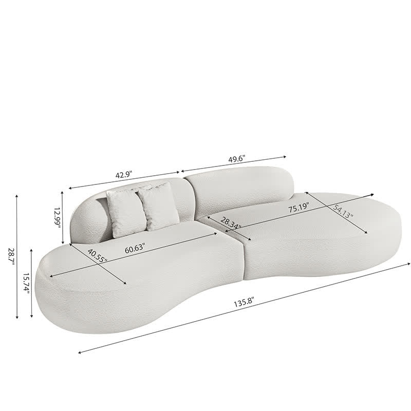 136" Curved Sofas Couch Chaise Lounge