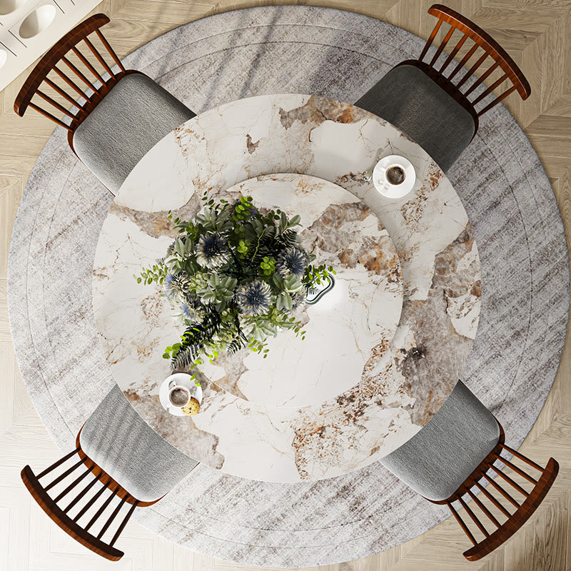 Round Dining Table With Lazy Susan Water Drop Base