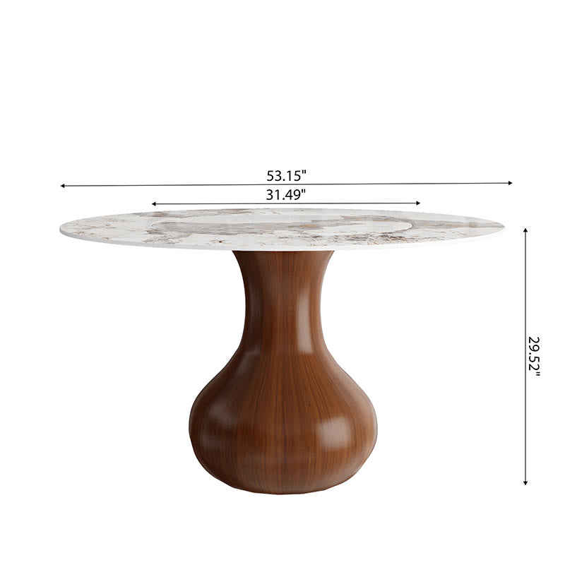 Round Dining Table With Embed Lazy Susan Water Drop Base