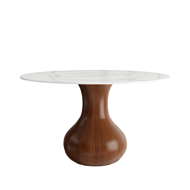 Round Dining Table With Embed Lazy Susan Water Drop Base