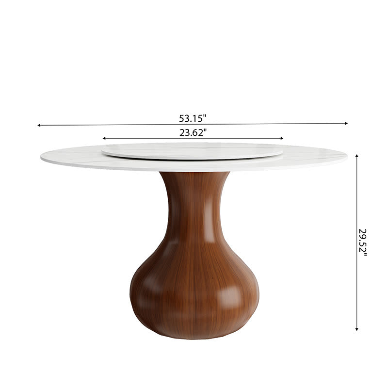 Round Dining Table With Lazy Susan Water Drop Base