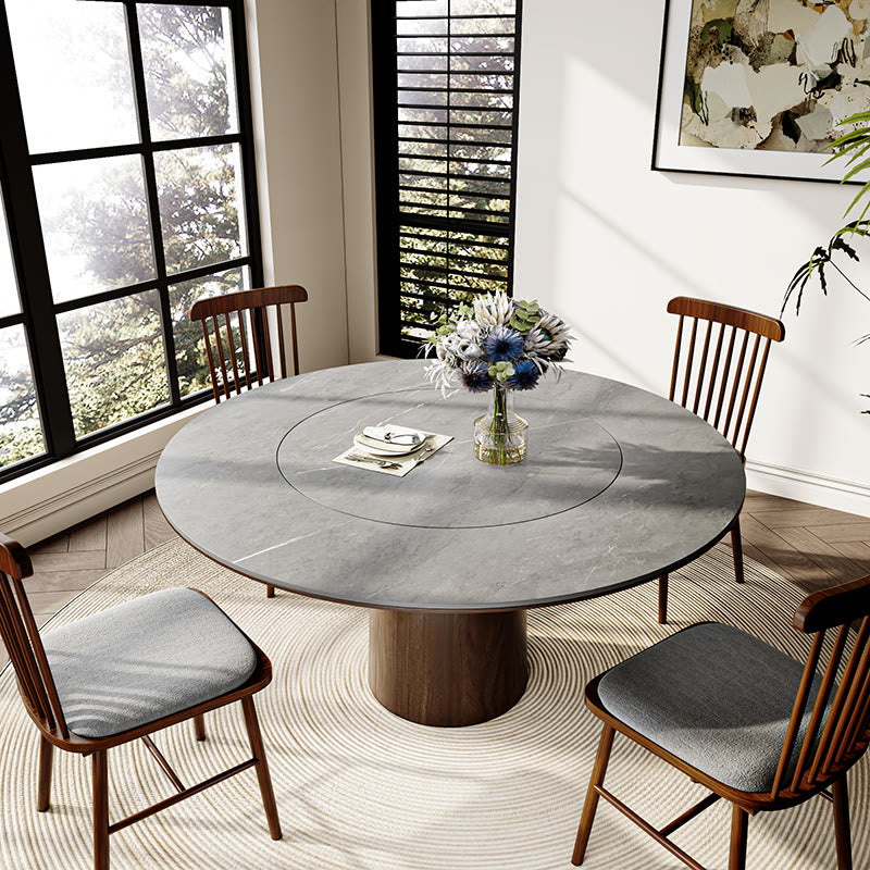 Soluna Built-in Lazy Susan Stone Dining Table - 59" Light Grey - image 7