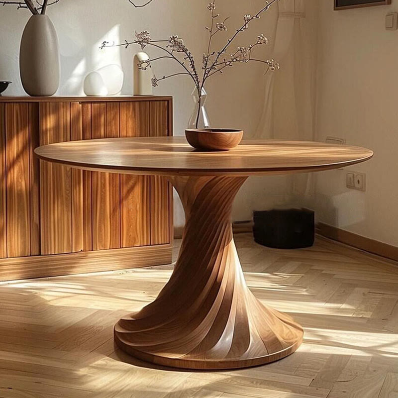 Ash Retro Round Solid Wood Dining Table