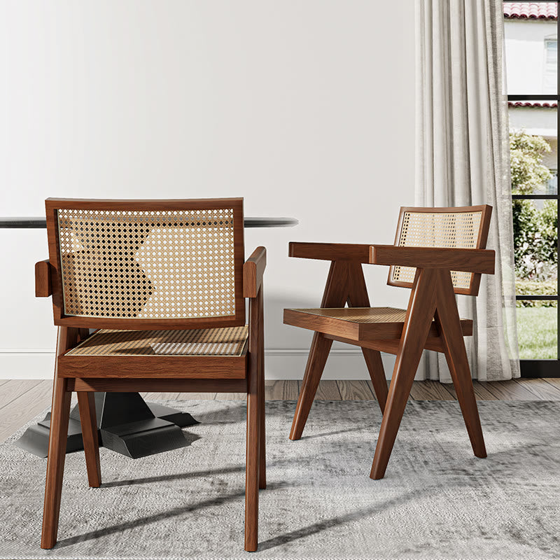 2x/4x/6x Vintage Rattan Dining Chair With Armrests