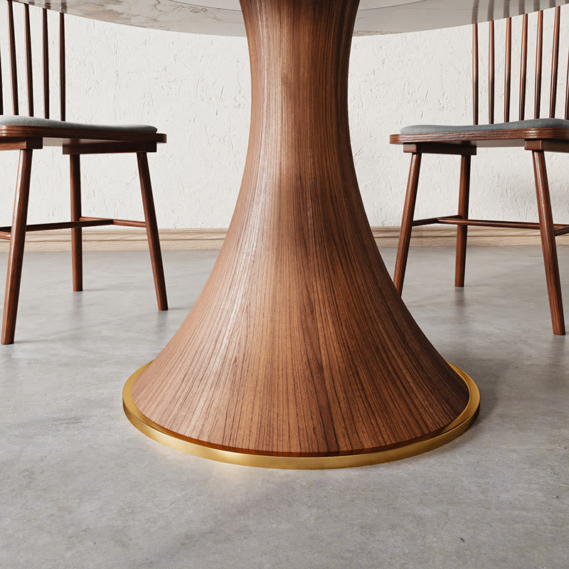 Mid-Century Modern Round Dining Table With Embed Lazy Susan