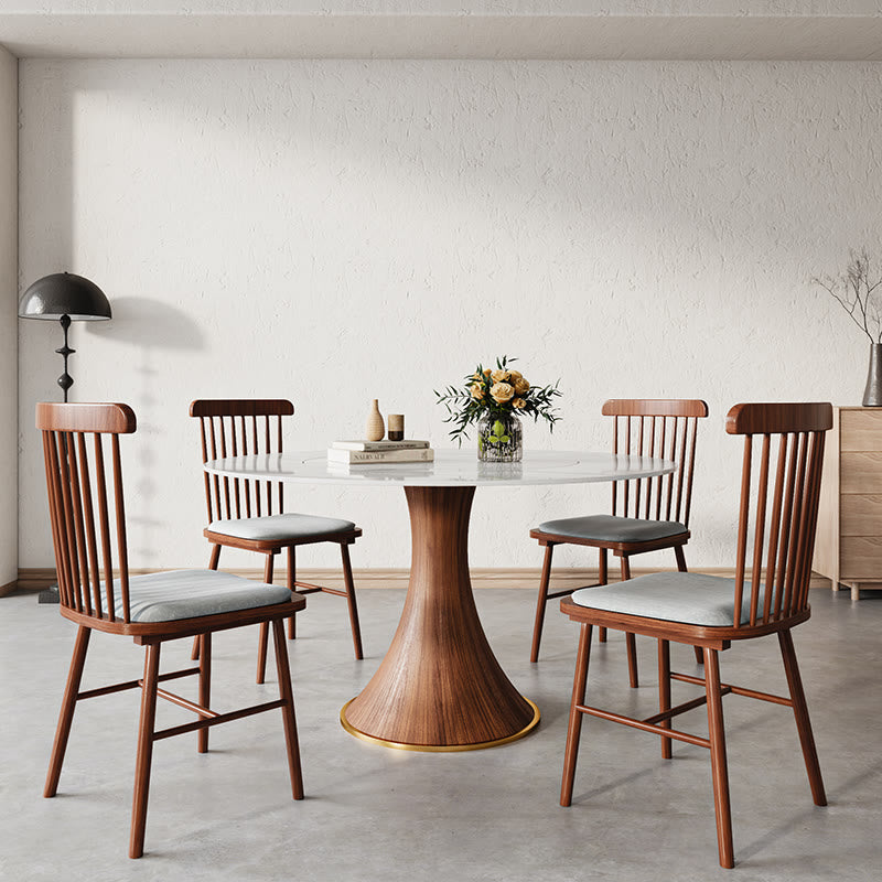 Mid-Century Modern Round Dining Table With Embed Lazy Susan