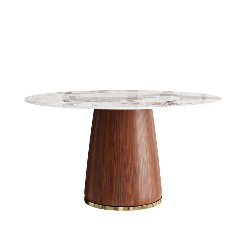 Round Dining Table Bucket Base With Embed Lazy Susan