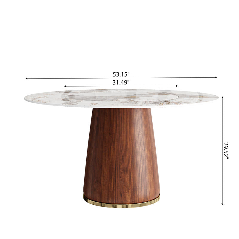 Round Dining Table Bucket Base With Embed Lazy Susan