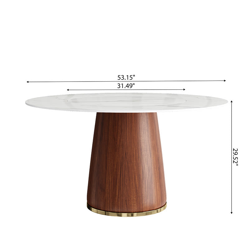 Round Dining Table Bucket Base With Embed Lazy Susan