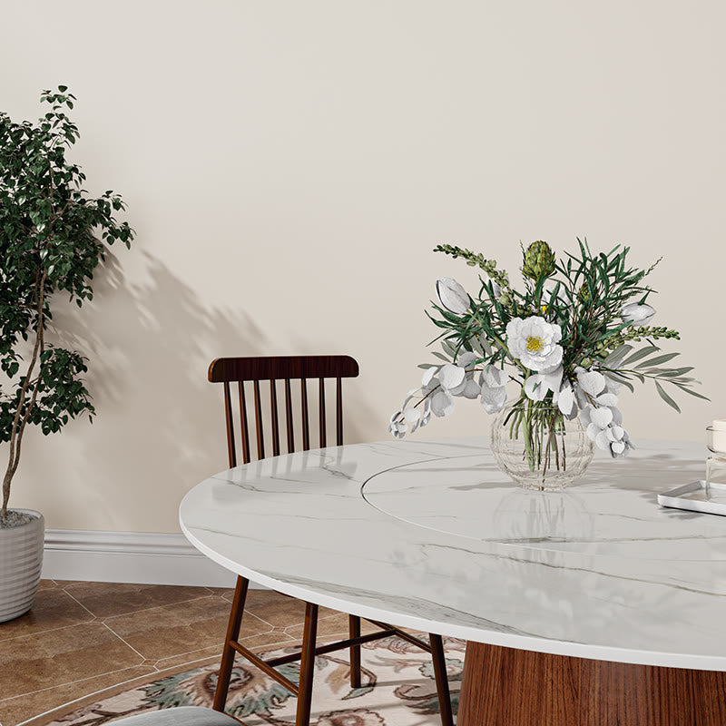 Round Dining Table Bucket Base With Embed Lazy Susan