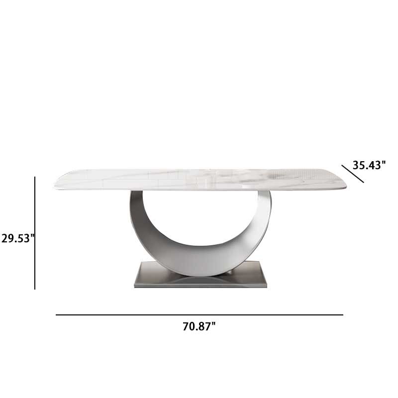 Kitchen U-shaped Silver Base Rectangular Dining Table - image 4