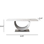 Kitchen U-shaped Silver Base Rectangular Dining Table - image 3