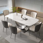 Kitchen U-shaped Silver Base Rectangular Dining Table - image 2