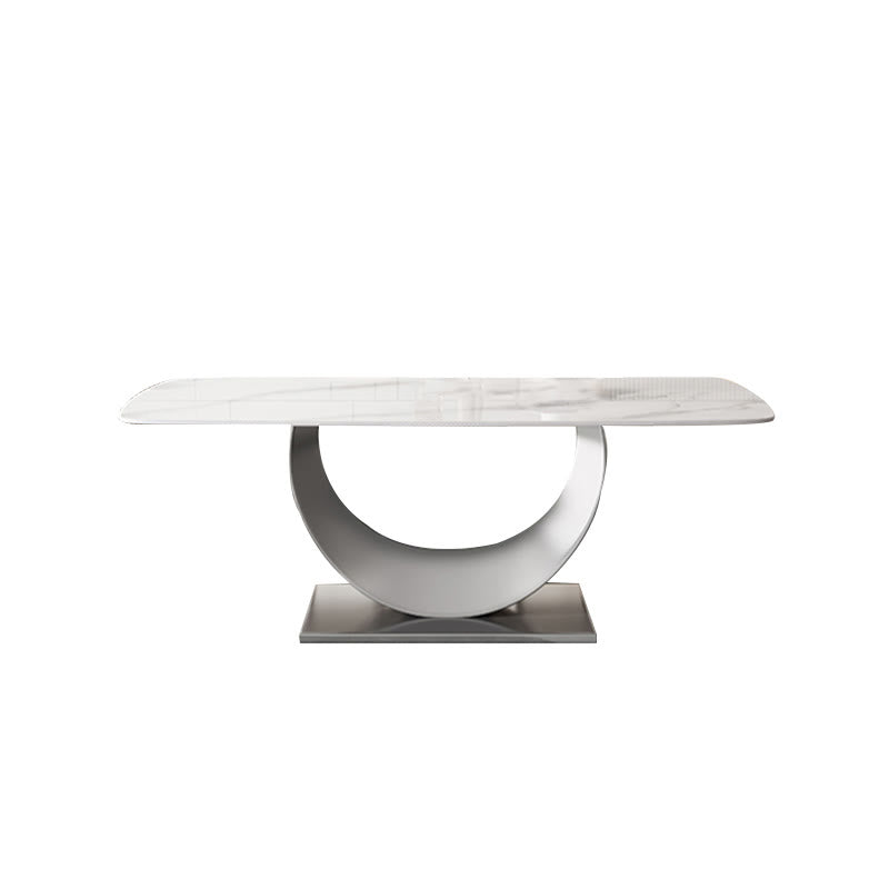 Kitchen U-shaped Silver Base Rectangular Dining Table - image 1