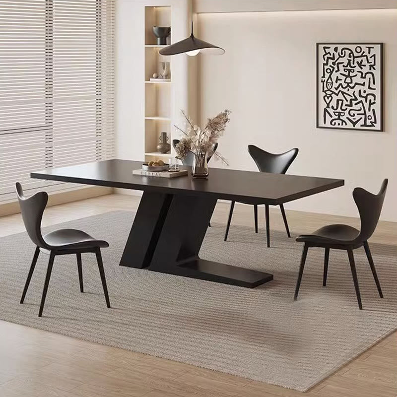 Modern Kitchen Black Z-Shaped Large Size Dining Table