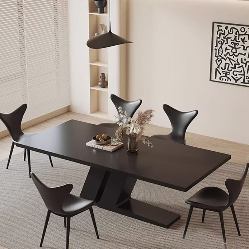 Modern Kitchen Black Z-Shaped Large Size Rectangular Dining Table - W93.7''×D47.2''x H29.5" - image 0