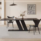 Modern Kitchen Black Z-Shaped Large Size Rectangular Dining Table - image 2