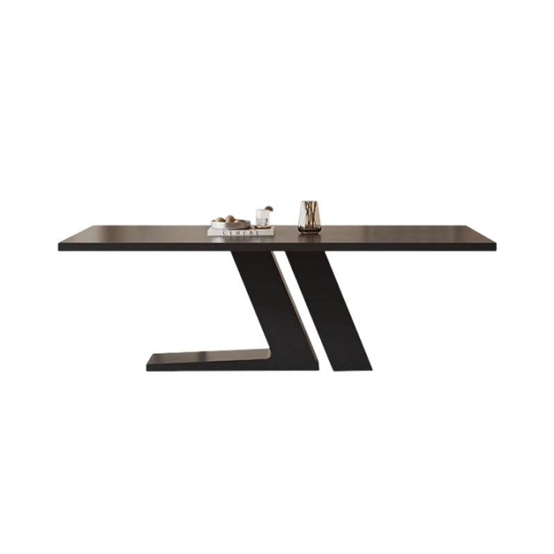 Modern Kitchen Black Z-Shaped Large Size Rectangular Dining Table - image 1