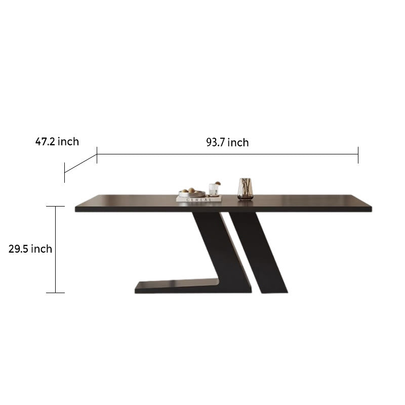 Modern Kitchen Black Z-Shaped Large Size Rectangular Dining Table - image 9