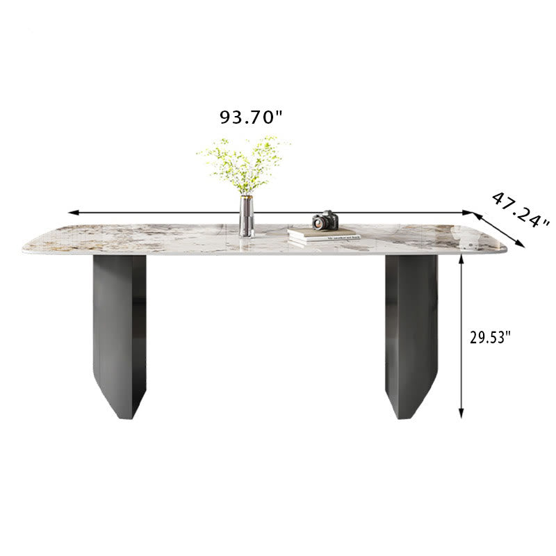 Modern Simple Rock Slab Large Rectangular Dining Table - image 12
