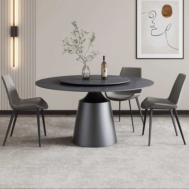 Light Luxury Turntable Rock Slab Dining Table - W59.05" x D59.05" x H29.52" - image 0