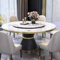 Iffhome Modern Simple Turntable Marble Round Table - W53.15"x D53.15"x H29.52 - image 0