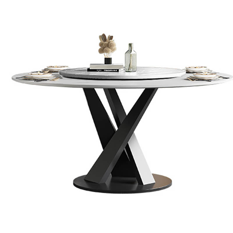 Modern Minimalist Light Luxury Slate Turntable Round Dining Table - image 1