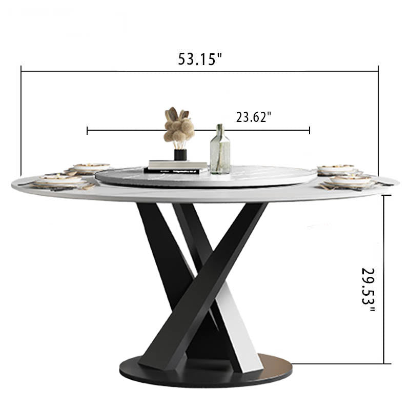 Modern Minimalist Light Luxury Slate Turntable Round Dining Table - image 5
