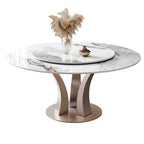 Modern Minimalist Pandora Slate Turntable Round Dining Table - image 1