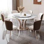 Modern Minimalist Pandora Slate Turntable Round Dining Table - W59.05" x D59.05" x H29.52" - image 0