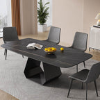Kitchen U-Shaped Black Pedestal Rectangular Dining Table - W93.70''xD47.24''xH29.53'' - image 0