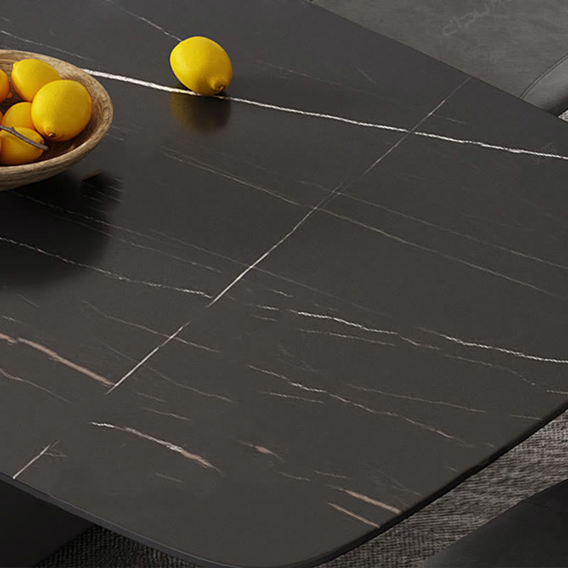 Kitchen U-Shaped Black Pedestal Rectangular Dining Table - image 6