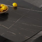 Kitchen U-Shaped Black Pedestal Rectangular Dining Table - image 6