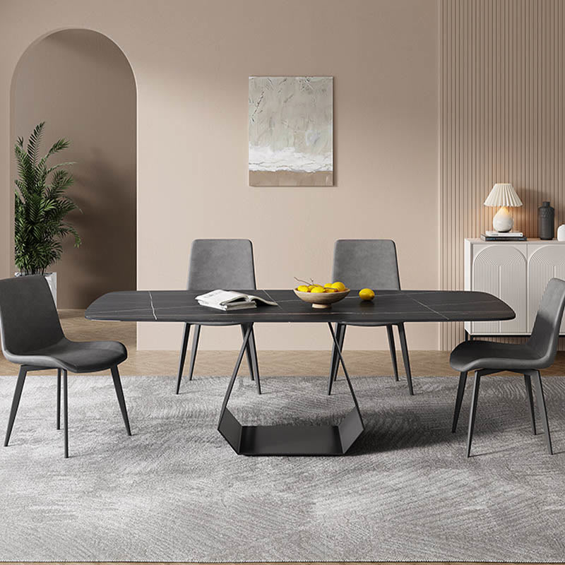 Kitchen U-Shaped Black Pedestal Rectangular Dining Table - image 2