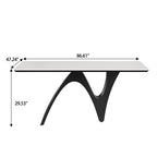 Modern Minimalist Z-Shaped Rectangular Dining Table with Black Base - image 9