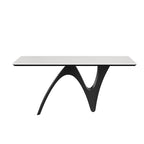 Modern Minimalist Z-Shaped Rectangular Dining Table with Black Base - image 1