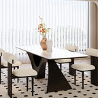 Modern Minimalist Z-Shaped Rectangular Dining Table with Black Base - image 5