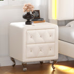 Modern Simple White Leather Nightstand - 2x White - image 0