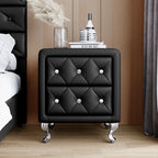 Modern Simple White Leather Nightstand - 2x Black - image 6