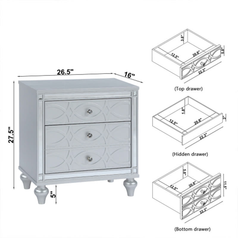 Modern Simple Three Drawers Nightstand - image 19